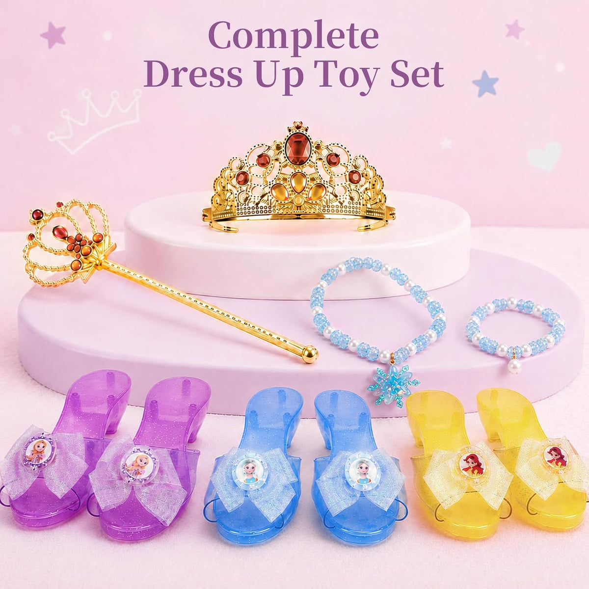 Meland Vestido Princesa para Niñas con Zapatos y Juguete, Regalo para Niñas de 3, 4, 5 y 6 años