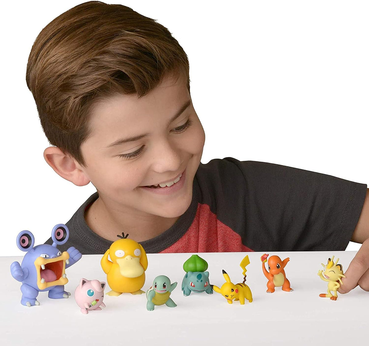 Figura de batalla de Pokémon, paquete de 8 unidades - Seis figuras listas para la batalla de 2 pulgadas y dos figuras de 3 pulgadas, incluyendo Pikachu