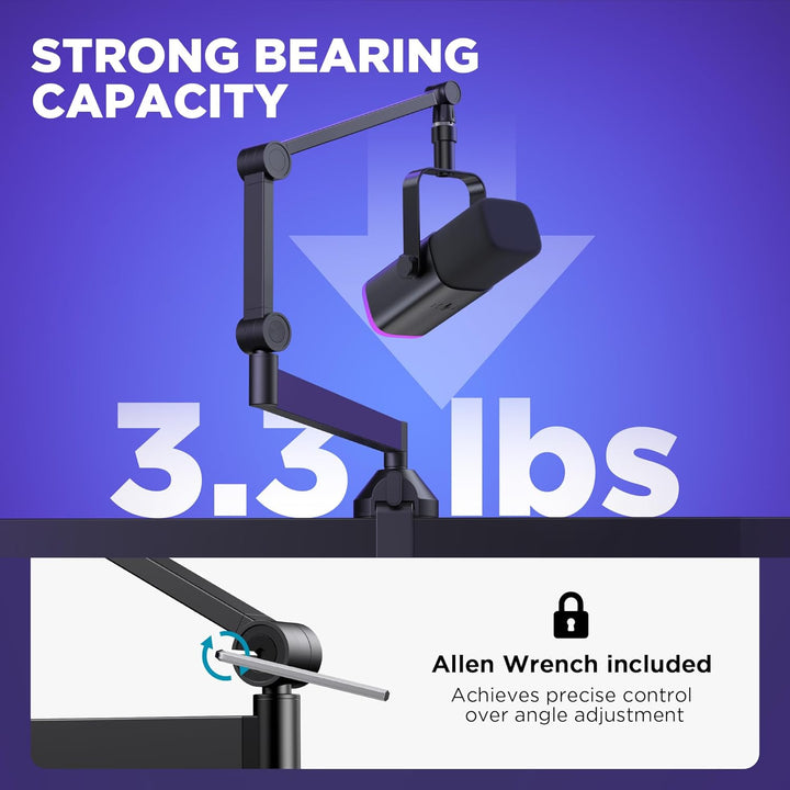 InnoGear Brazo de micrófono de bajo perfil, soporte de brazo de mic...