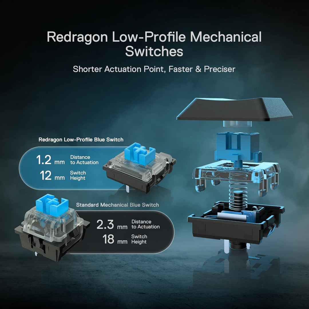 Redragon K618 PRO Teclado mecánico RGB inalámbrico de 3 modos, BT\/...