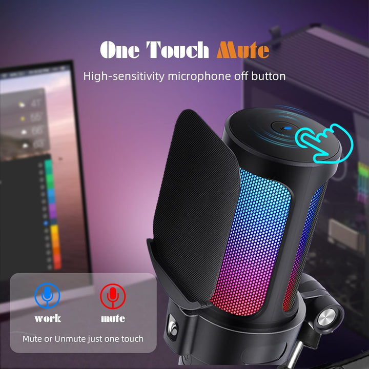 VCOM Micrófono USB para juegos, micrófono de brazo dinámico de cond...