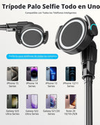 UBeesize Trípode magnético de 72 pulgadas para iPhone con control remoto, soporte extensible para teléfono celular, compatible con MagSafe, trípode para selfie stick para iPhone 15, 14, 13, 12, 11 y