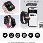 iTouch Reloj inteligente AIR 5, pantalla AMOLED de 1.85 pulgadas, llamadas Bluetooth, más de 100 modos deportivos, frecuencia cardíaca, SpO2, seguimiento del sueño y el estrés, resistente al agua, duración de la batería de 7 días, para Android y iPhone