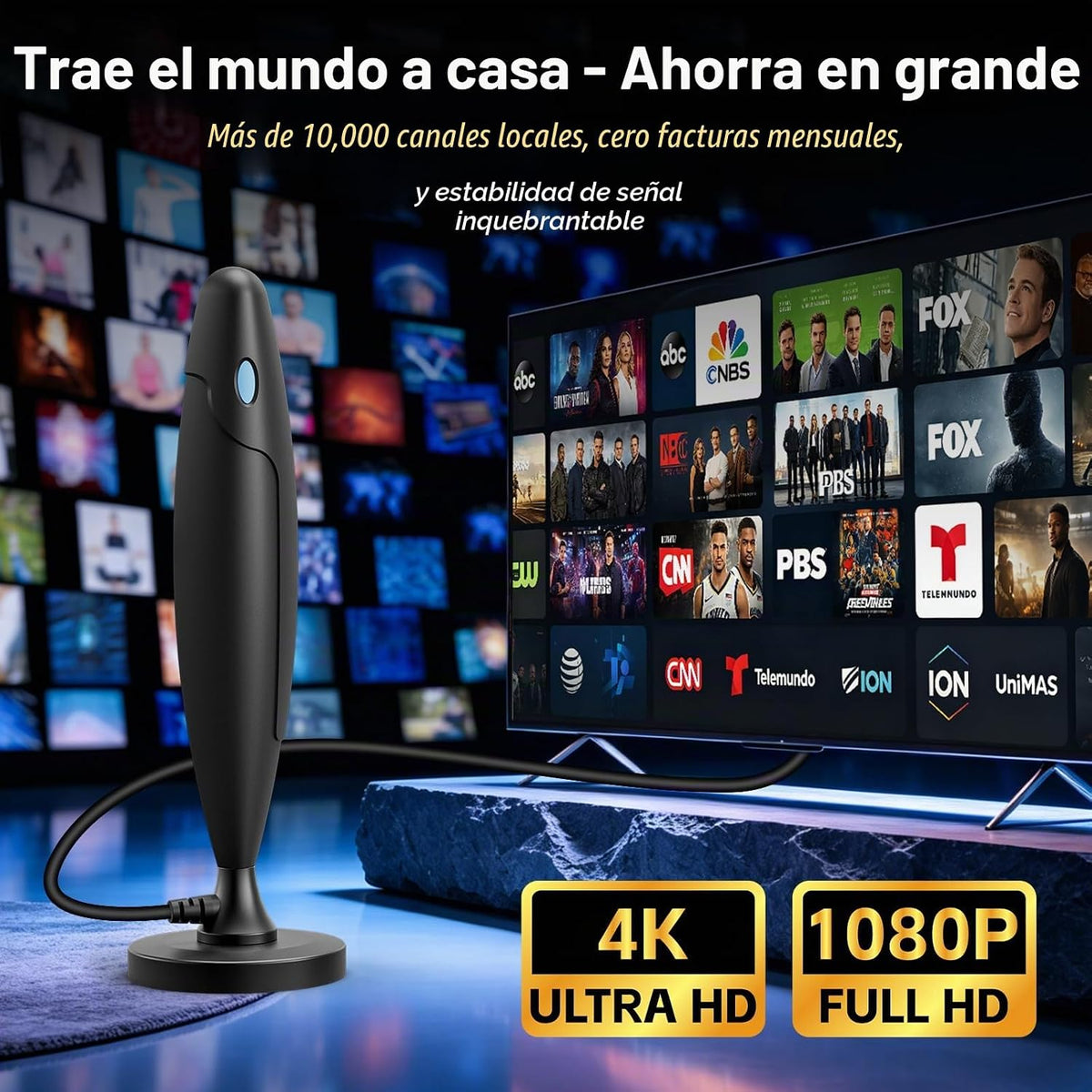 Antena de TV 2026 Antena de TV inteligente interior Digital TV para canales