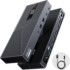 Minthouz DisplayLink - Estación de acoplamiento triple monitor 4K a 60Hz, base USB C 14 en 1 para MacBook Dell, HP Lenovo, adaptador de 160 W, carga PD de 100 W para Thunderbolt 5/4/3, 3HDMI, 2DP, 6
