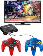 ZeroStory Classic N64 Controller, Controlador N64 con cable mejorado Joystick para Consola de Videojuegos N64 (Rojo Transparente y Azul Transparente)