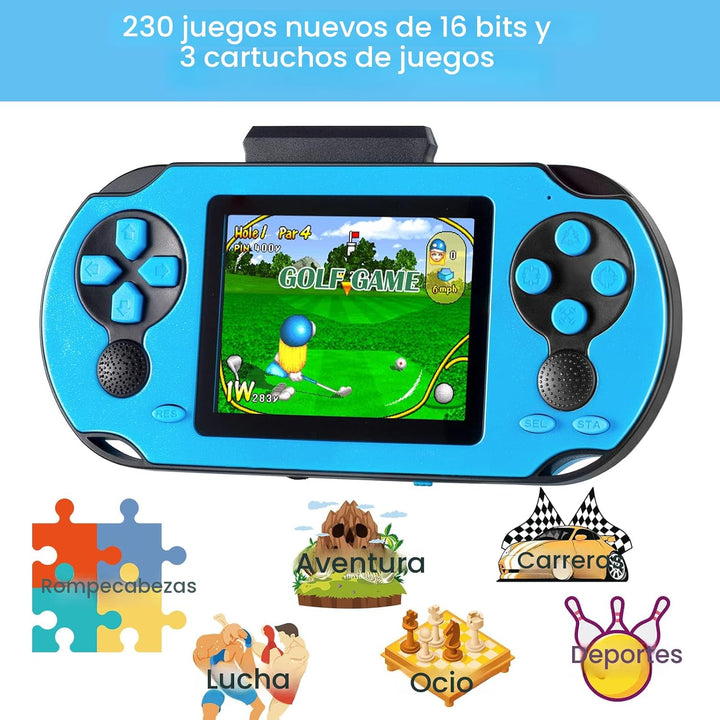 TaddToy Juego de mano de 16 bits para niños y adultos, pantalla gra...