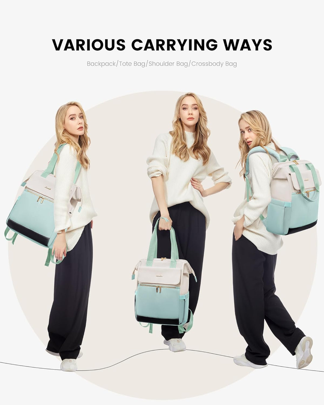 LOVEVOOK Mochila para Portátil para Mujeres, Mochila de Trabajo Con...