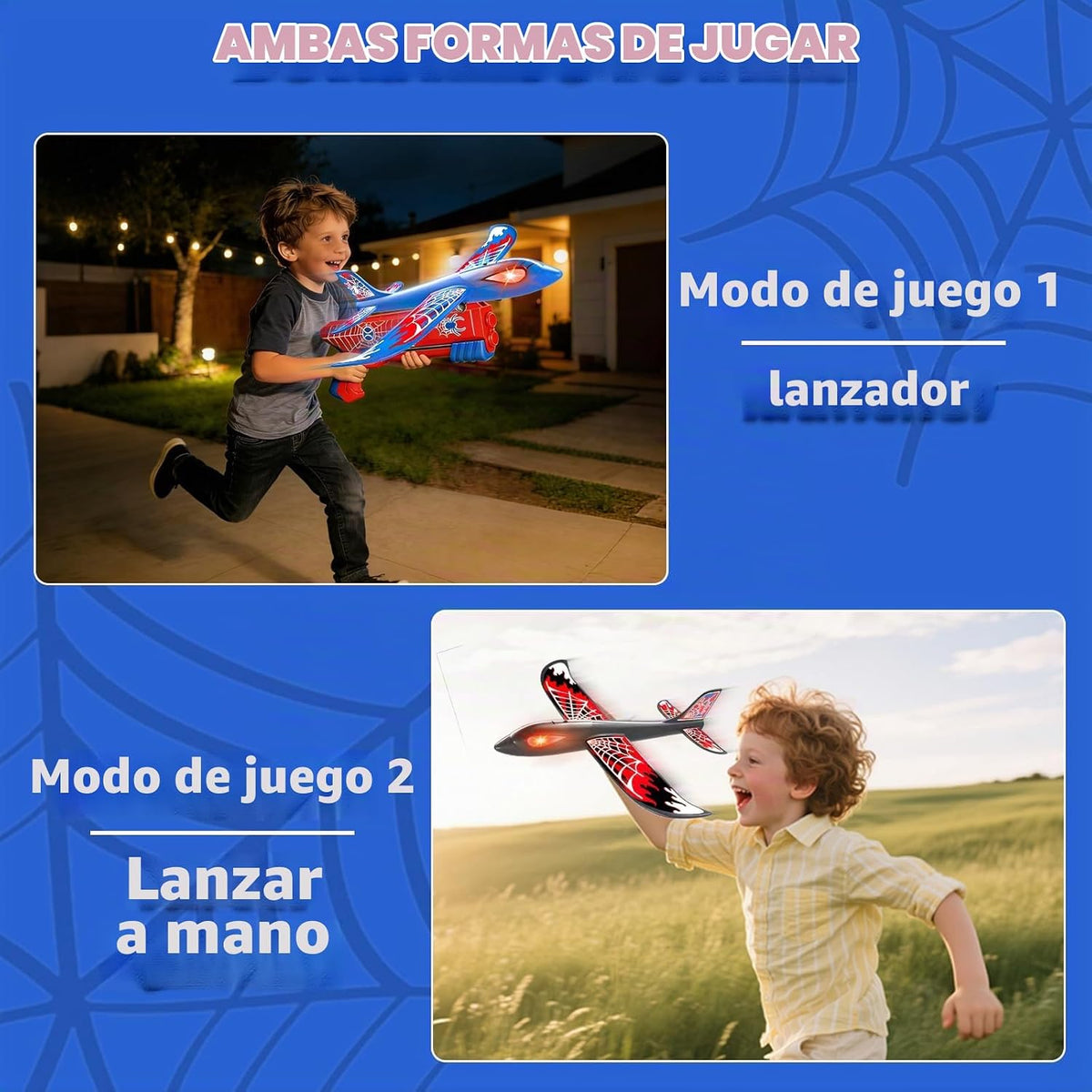 Paquete de 4 lanzadores de aviones de espuma para niños de 4 a 8 años