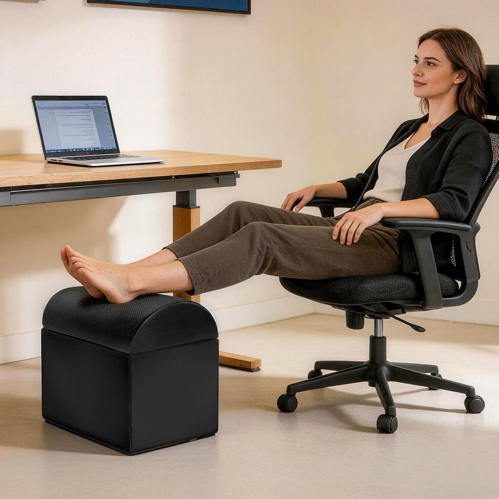 Lámpara Reposapiés ajustable para debajo del escritorio en el trabajo, reposapiés ergonómico con 3 pies de altura ajustable para debajo del escritorio, reposapiés de oficina con funda de malla extraíble