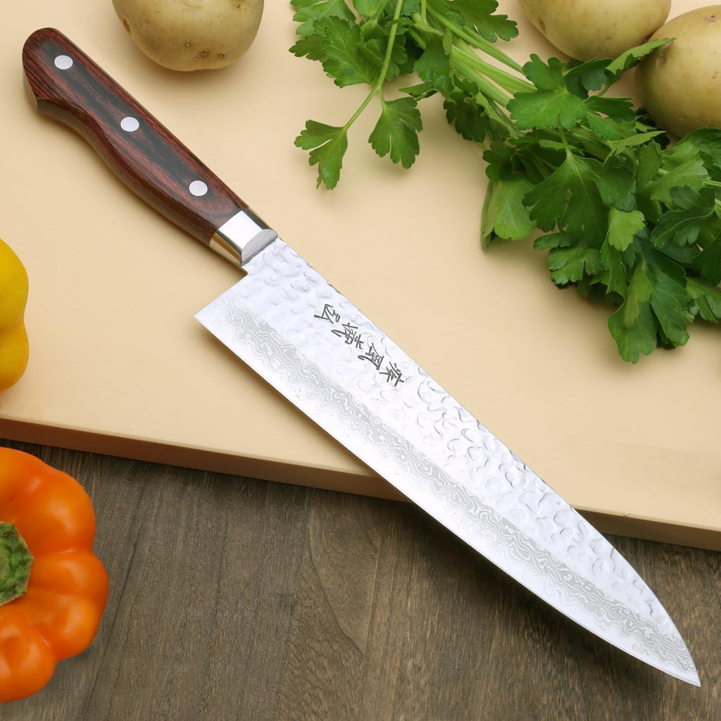 Yoshihiro Cuchillo de Gyuto de Damasco forjado, cubierto, Not Applicable