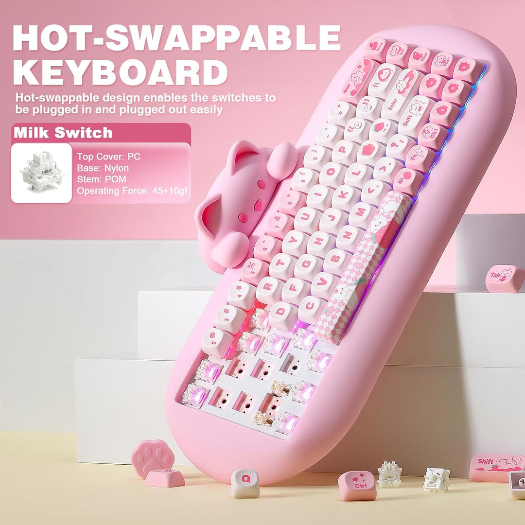 YUNZII C68 Teclado mecánico inalámbrico, diseño de 65%, intercambio...