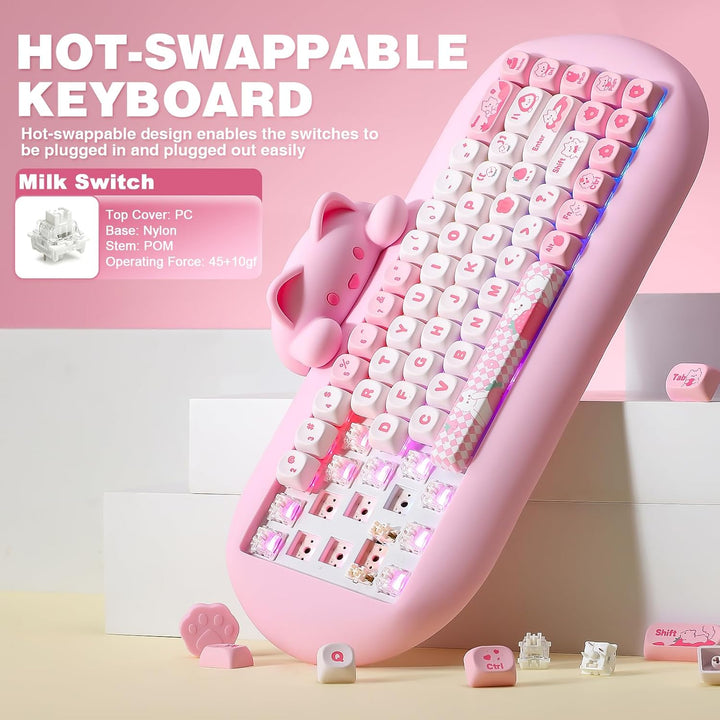 YUNZII C68 Teclado mecánico inalámbrico, diseño de 65%, intercambio...