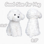 Juguete caniche de peluche blanco y marrón, perro de peluche para regalo
