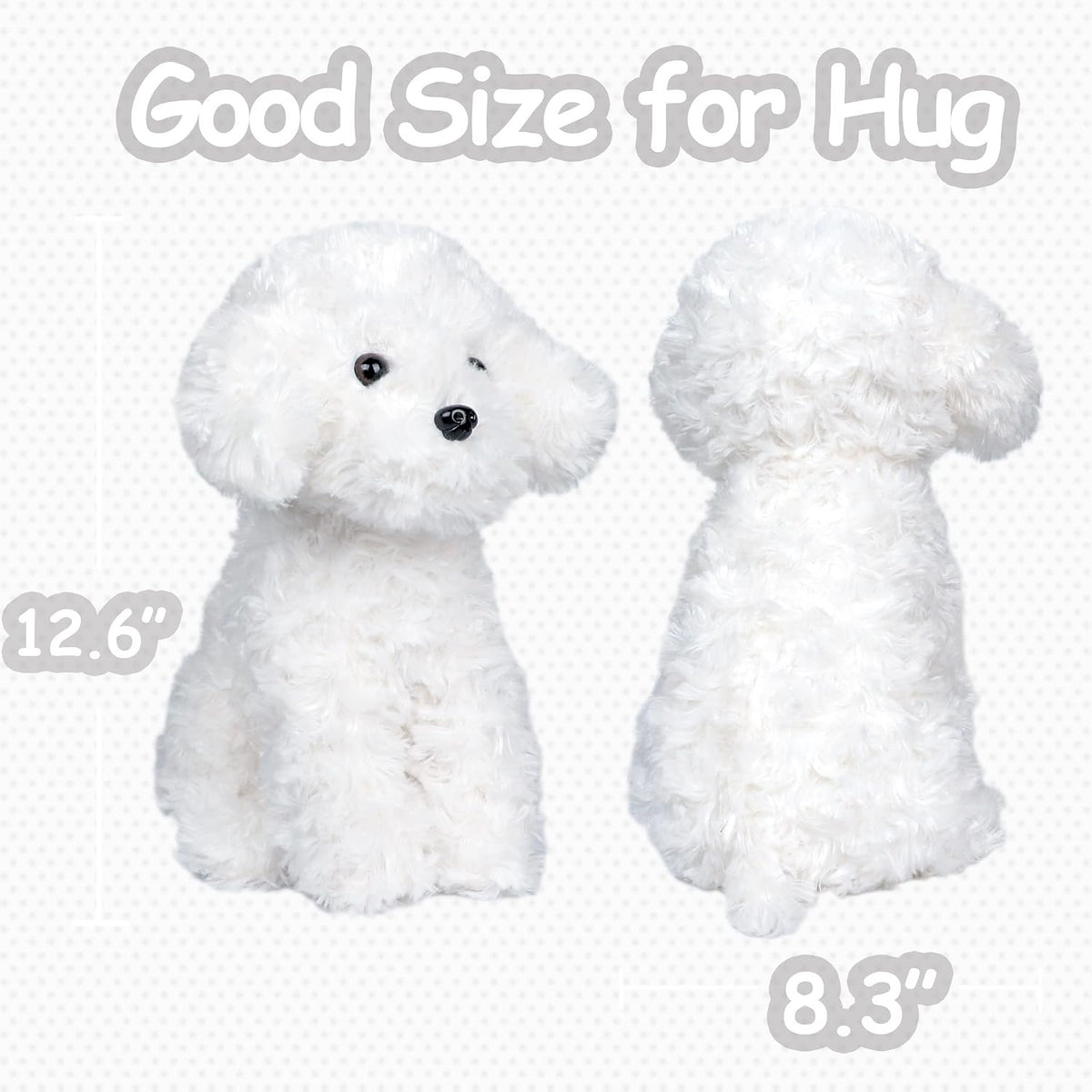 Juguete caniche de peluche blanco y marrón, perro de peluche para regalo