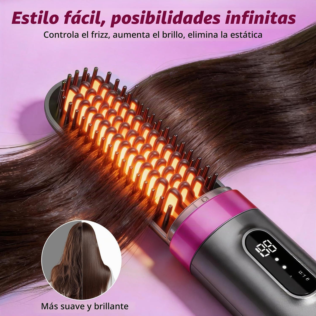 Go Brush Pro, cepillo alisador de pelo inalámbrico, 984.3 ft iónico...