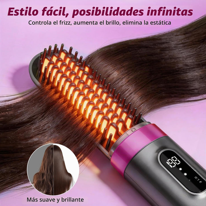 Go Brush Pro, cepillo alisador de pelo inalámbrico, 984.3 ft iónico...