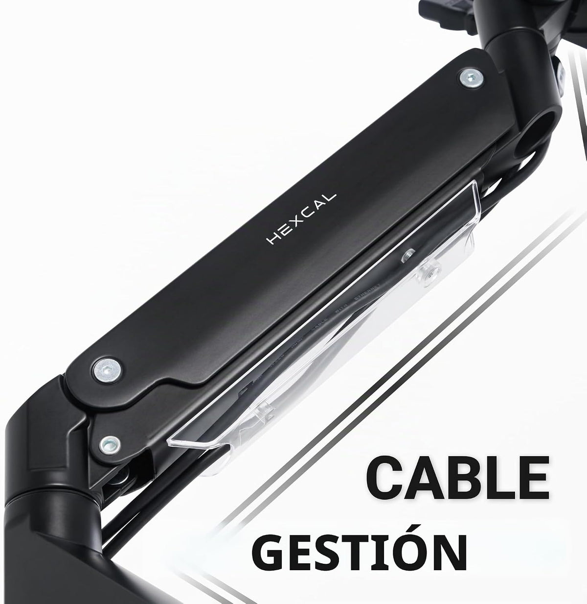 Brazo de monitor resistente para pantallas ultraanchas de 57", soporta hasta 59.4 libras, soporte de escritorio de movimiento completo con VESA de liberación rápida (75/100/7.874 in