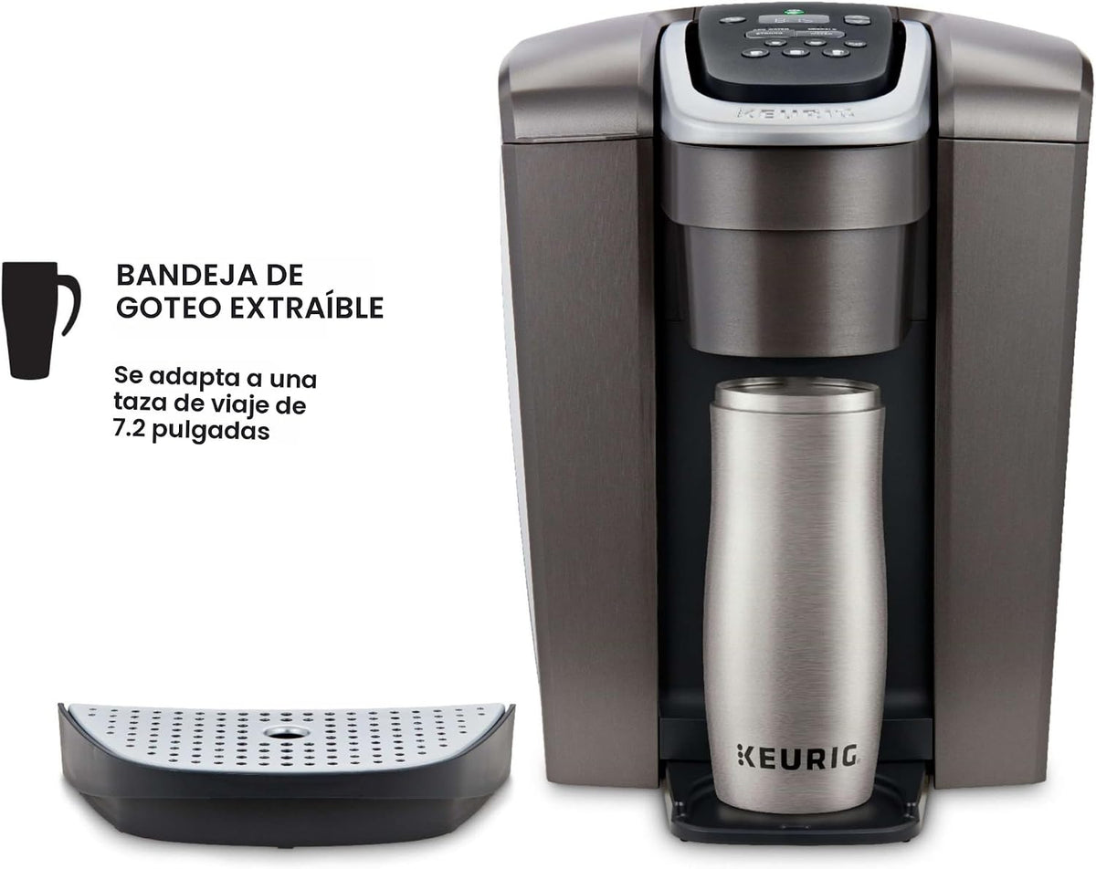 Keurig Cafetera K-Elite, cafetera de vainas K-Cup de una sola porción, con capacidad de café helado, pizarra cepillada