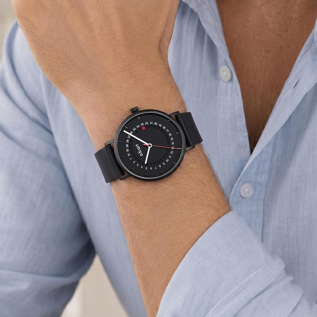 Reloj para Hombre a.b.art – Indicador de Fecha Saltante, Movimiento de Cuarzo Ronda, Cristal de Zafiro, Caja Ultrafina de Acero Inoxidable, Reloj de Pulsera Minimalista Estilo Bauhaus 41MM