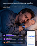 Reloj inteligente para mujeres y hombres, rastreador de actividad física y sueño con pantalla táctil HD de 1.83 pulgadas, reloj inteligente de llamadas Bluetooth para Android/iOS, IP67