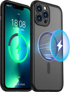 ImpactStrong Protector Magnético Diseñado para Funda iPhone 13 Pro Max [Protección de Cámara] [Probado contra Caídas de Grado Militar] [Compatible con MagSafe] Funda de Teléfono Delgada Translúcida