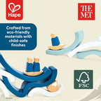 Hape x The Met Hokusai - Bloques de construcción de madera Gran Ola – Juego de bloques inspirado en el arte para edades de 2 a 8 años – Habilidades motoras finas y creatividad
