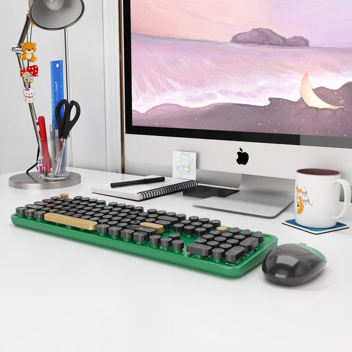 Kootop Teclado inalámbrico, lindo teclado colorido de 104 teclas de...