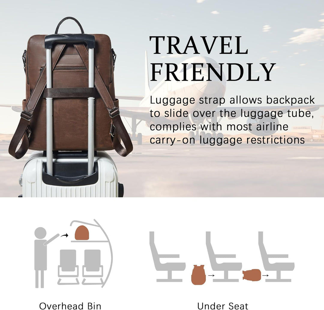 Shrrie - Mochila de cuero vegano para laptop de 14 pulgadas para mu...