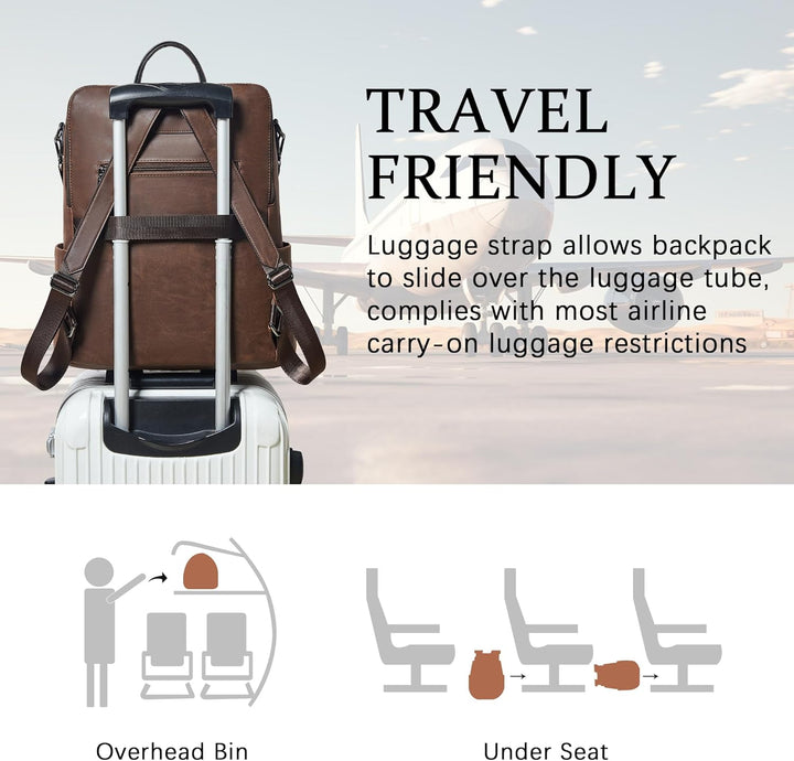 Shrrie - Mochila de cuero vegano para laptop de 14 pulgadas para mu...