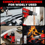 Pistola de calor inalámbrica compatible con batería Milwaukee de 18 V, pistola de soldadura de calentamiento rápido de 350 W con luz LED, temperatura variable de 122 ℉ a 1022 ℉ con 5 boquillas