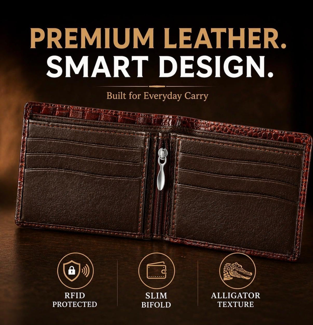 Cartera de cuero para hombre - Bloqueo RFID, delgada y elegante con...