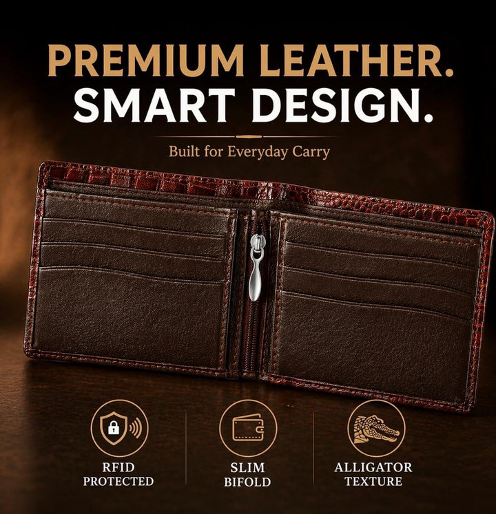 Cartera de cuero para hombre - Bloqueo RFID, delgada y elegante con...