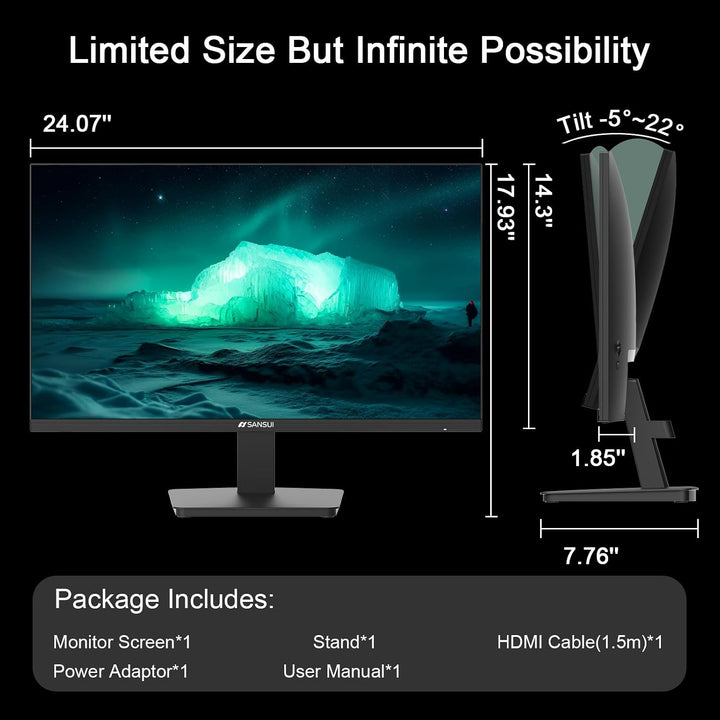 SANSUI - Monitor de computadora de 27 pulgadas 120Hz, monitor FHD 1...