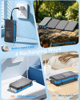 Luvknit Banco de energía solar de 20000 mAh con 4 cables integrados...