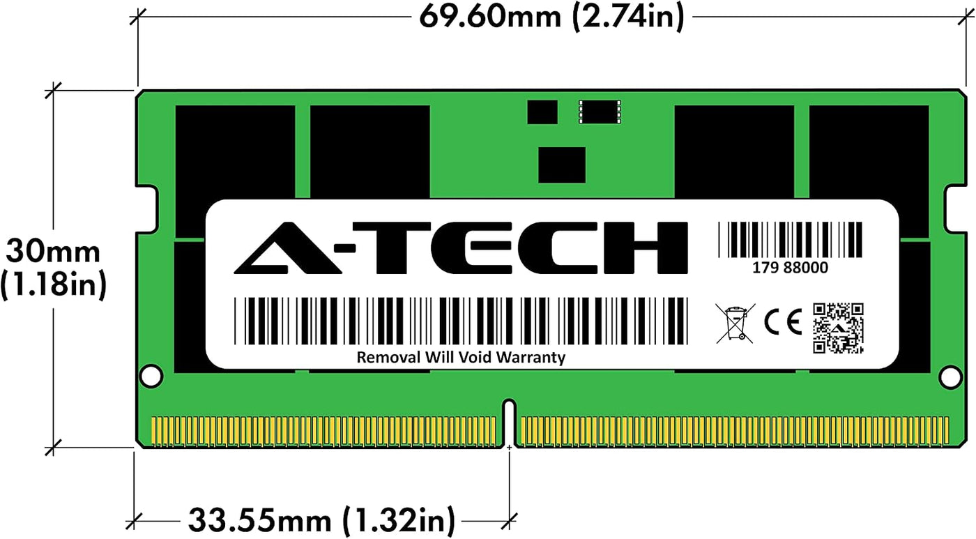 A-Tech 16GB DDR5 5600MHz PC5-44800 CL46 SODIMM 1.1V Módulo de actua...