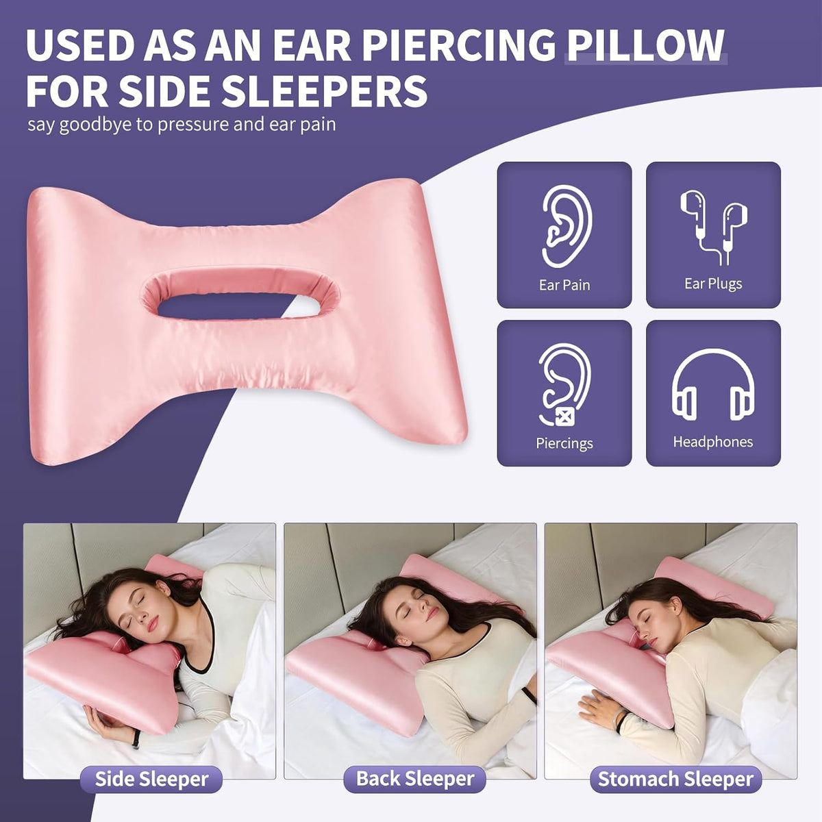 Almohada perforadora para dormir lateral con funda de almohada de