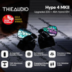 Linsoul THIEAUDIO HYPE 4 MKII 2DD + 4BA Hibrid Monitores Intrauditivos, Auriculares IEM con Cable de Alta Fidelidad, Sintonización Neutra y de Estudio, Audífonos de Juego de Aluminio CNC con Cable