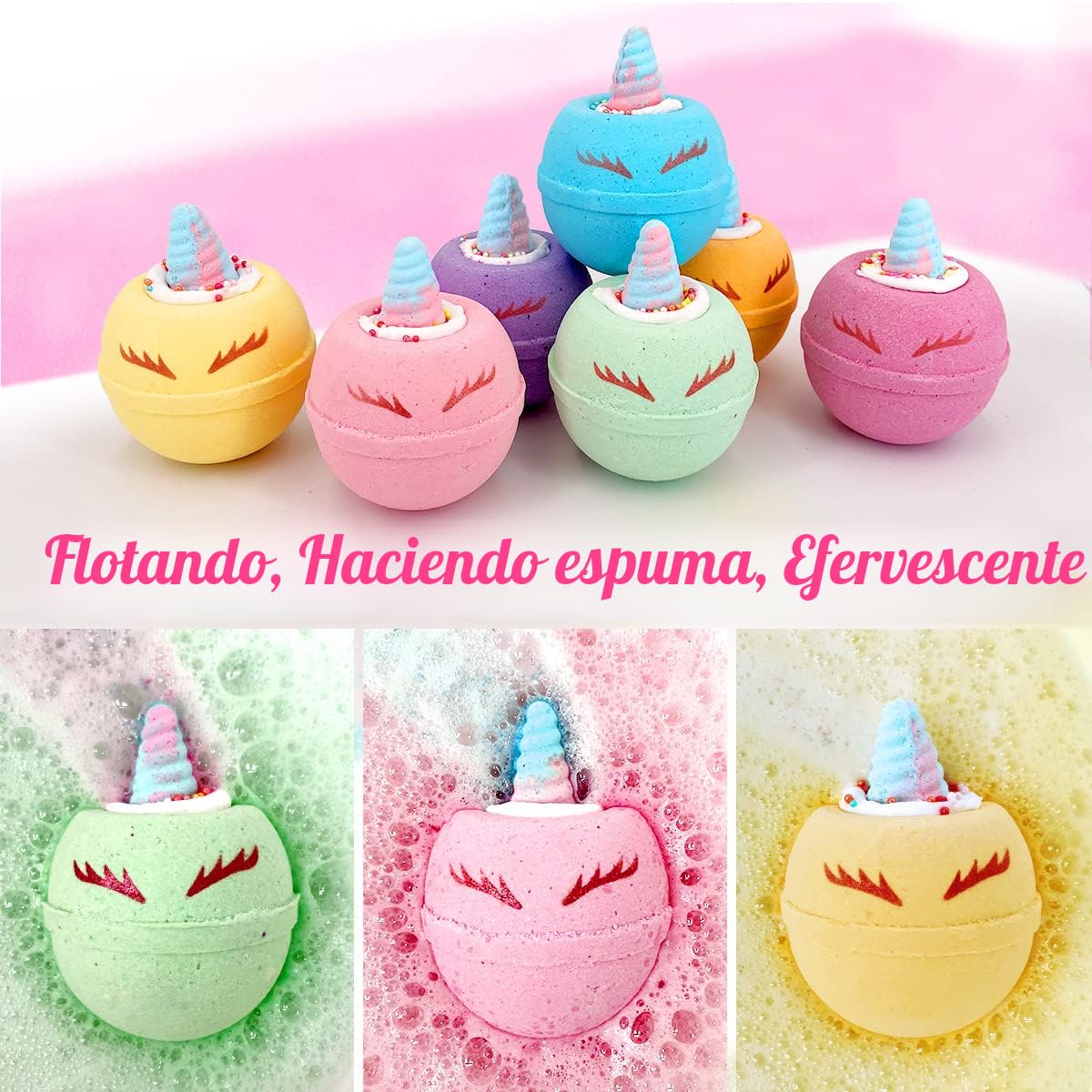 Clear&Fresh - Bombas de baño de unicornio para niños con juguetes