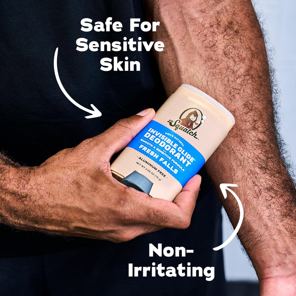 Dr. Squatch Invisible Glide Natural Desodorante para hombre, desliz...