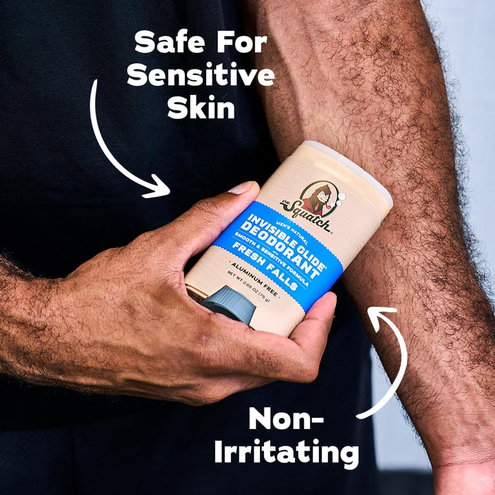 Dr. Squatch Invisible Glide Natural Desodorante para hombre, desliz...
