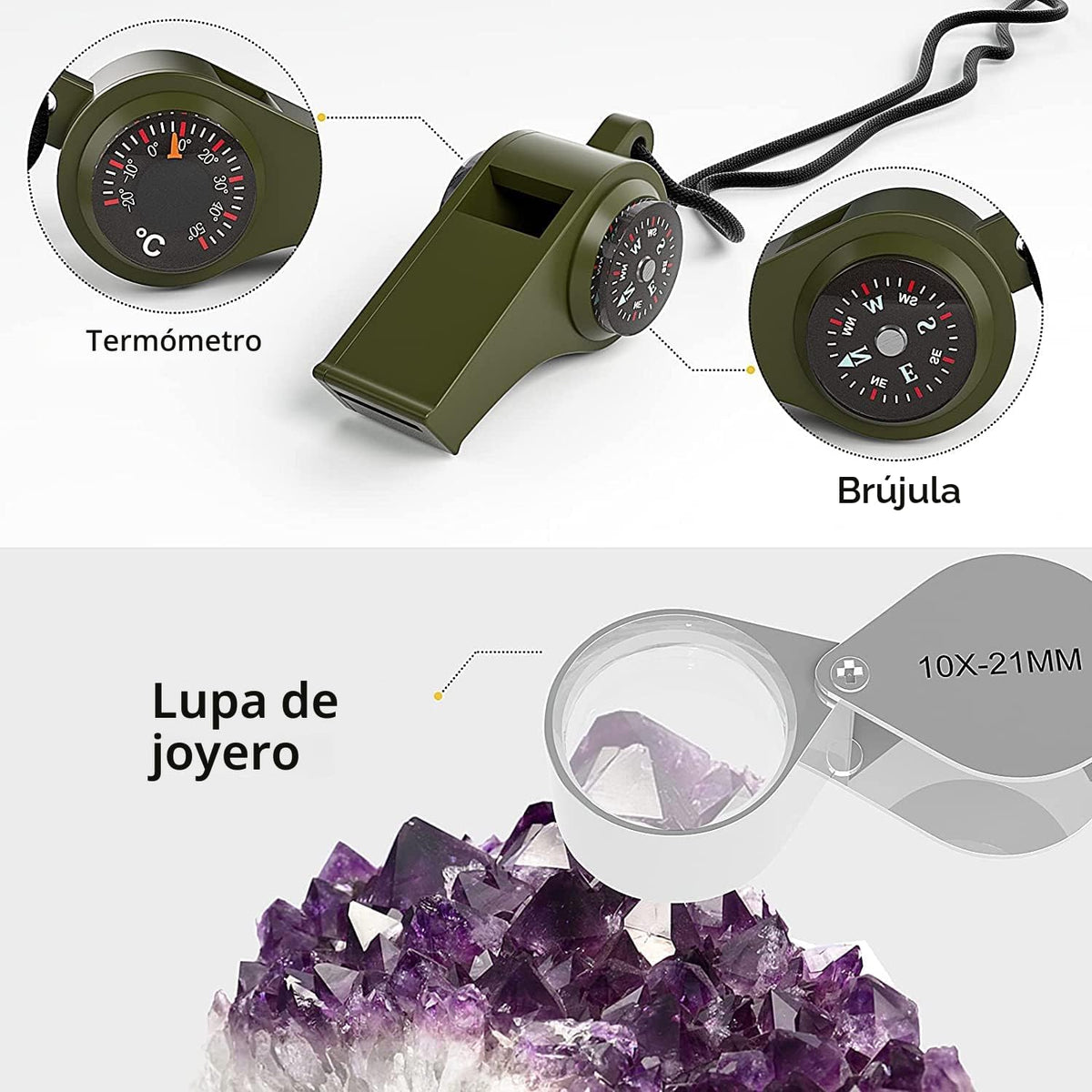 INCLY Kit de martillo de selección de rocas de geología de 15 piezas