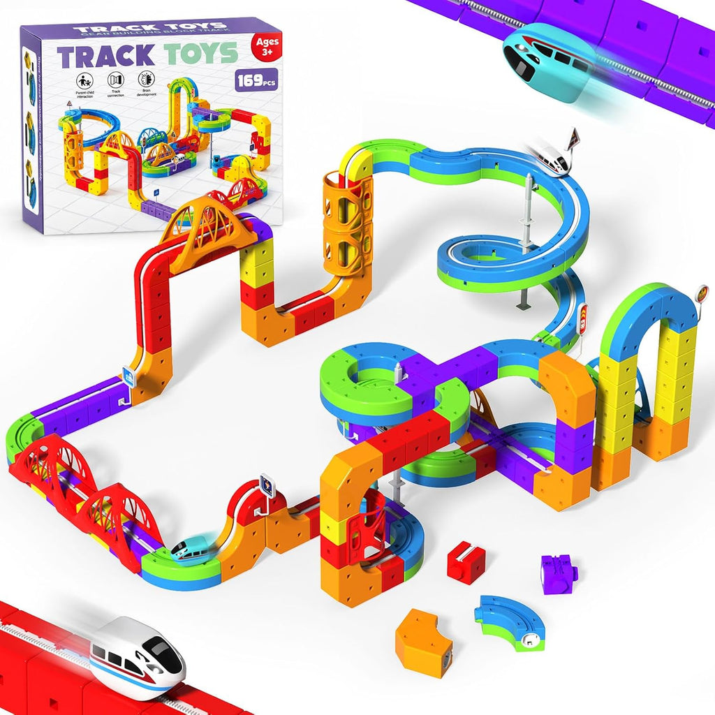 Juego de tren eléctrico para niños, 169 piezas de juguetes de tren de