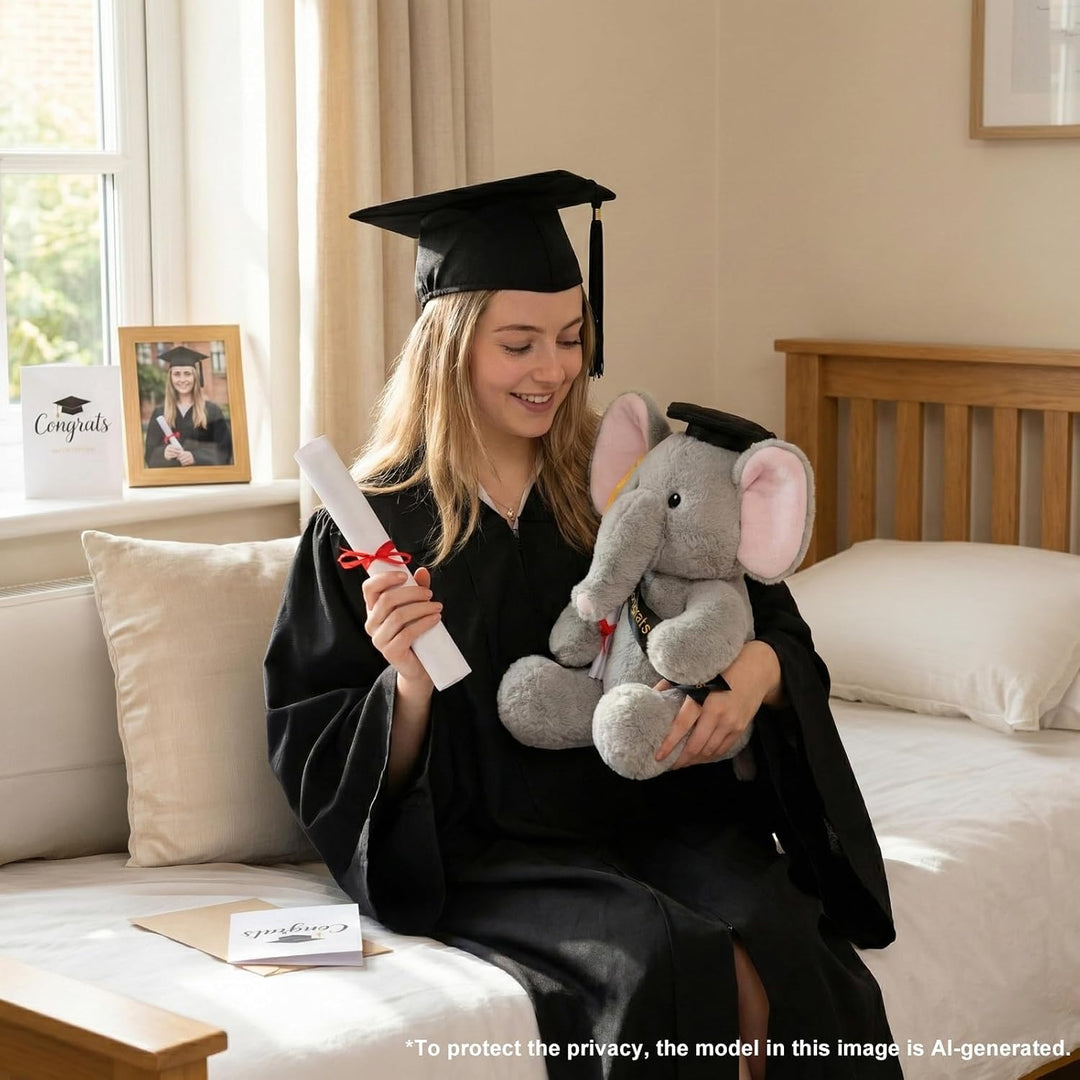 WEIGEDU Juguete de peluche de elefante de graduación, 12 pulgadas |...