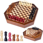 Juego de mesa de ajedrez de madera para 3 o 4 jugadores, juego de ajedrez, juego IQ, un tablero de ajedrez con posiciones marcadas de piezas de ajedrez, un regalo para entusiastas del ajedrez