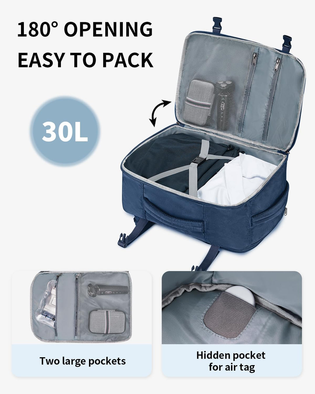 ECOHUB Mochila de viaje Mochila de transporte, Azul-2, Mochilas de...