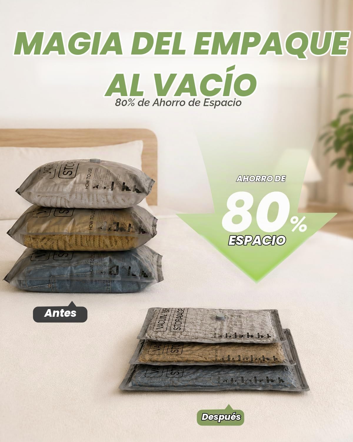 Bolsas de almacenamiento de compresión al vacío con bomba recargable para