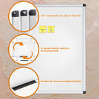 VIZ-PRO Pizarra de borrado en seco/pizarra blanca magnética, 48 x 32 pulgadas, marco de aluminio plateado