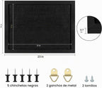 TORASO Tablero de corcho para anuncios, tableros de corcho para paredes con chinchetas, pernos de ojo, juntas, tornillos, tablero de chinchetas para oficina, escuela y hogar (todo negro, 17"x23-1P)