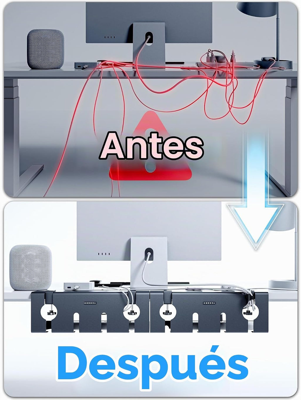 Bandeja de Gestión de Cables Debajo del Escritorio Sin Taladro, Gestión de Cables de 17'', Sujeción Sin Perforaciones, Bandeja de Cables de Metal, Organizador de Cables Debajo del Escritorio